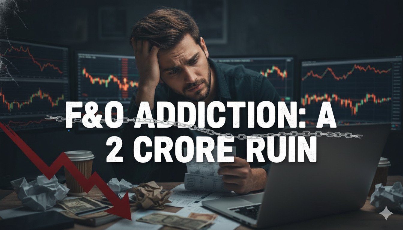 एक युवक कंप्यूटर स्क्रीन पर शेयर बाजार चार्ट्स देखते हुए तनाव में