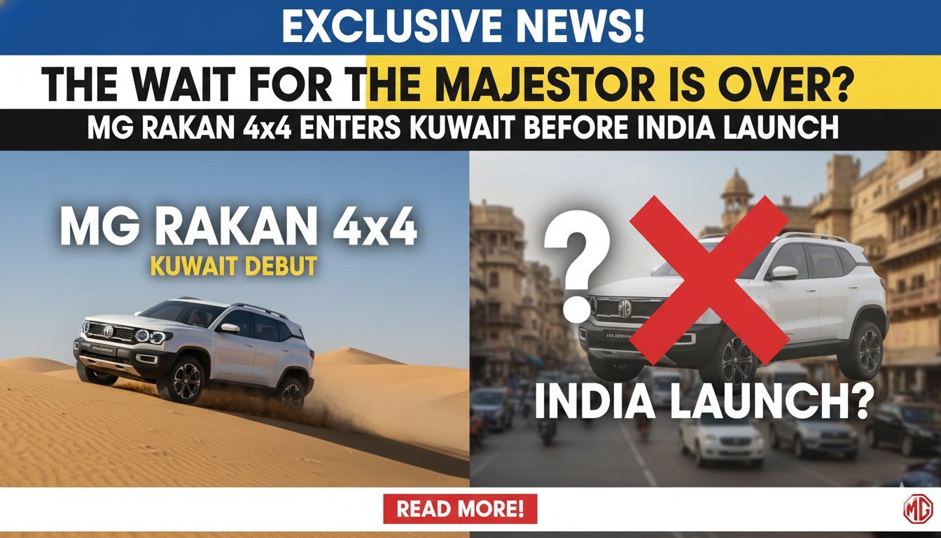 MG Rakan 4x4 SUV रेगिस्तान में ऑफ-रोडिंग करती हुई