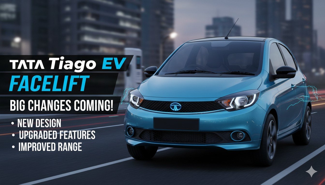 Tata Tiago EV Facelift स्पाई इमेज में नए डिजाइन के साथ