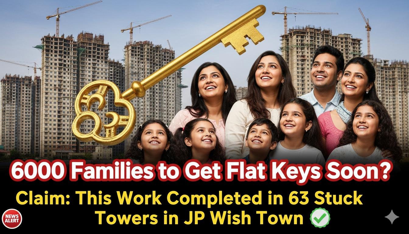 जेपी विश टाउन नोएडा में पूर्ण हुए टावरों का दृश्य