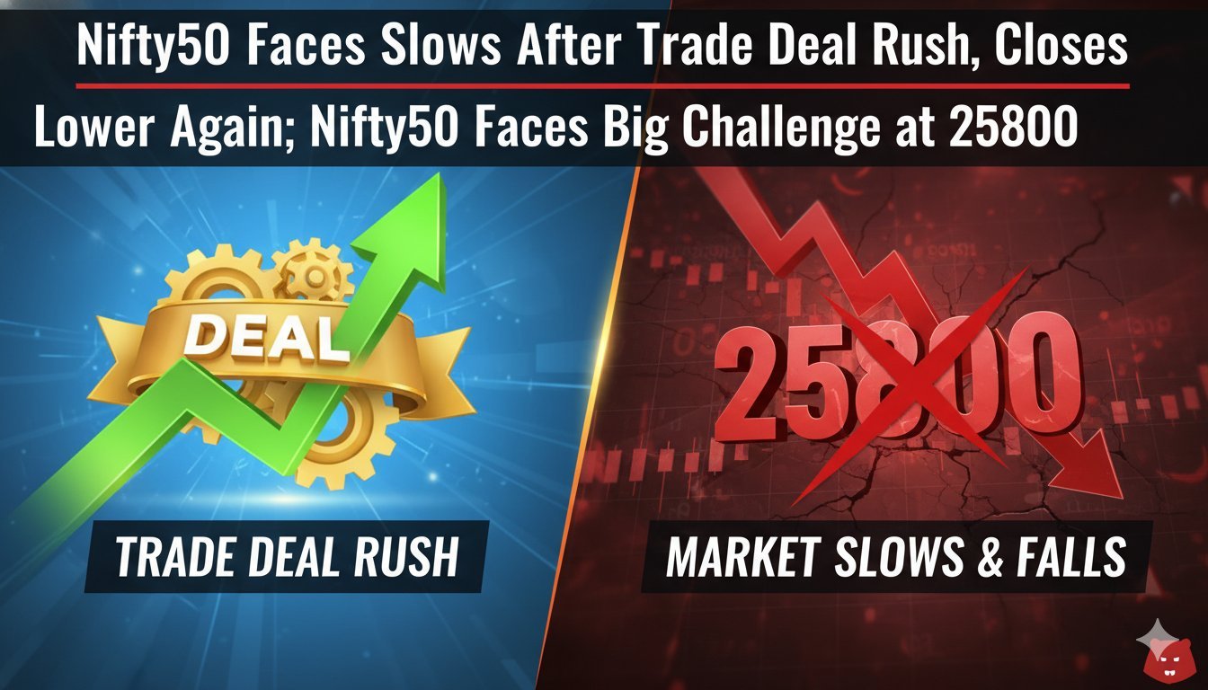 Indian stock market graph showing Nifty50 decline after trade deal