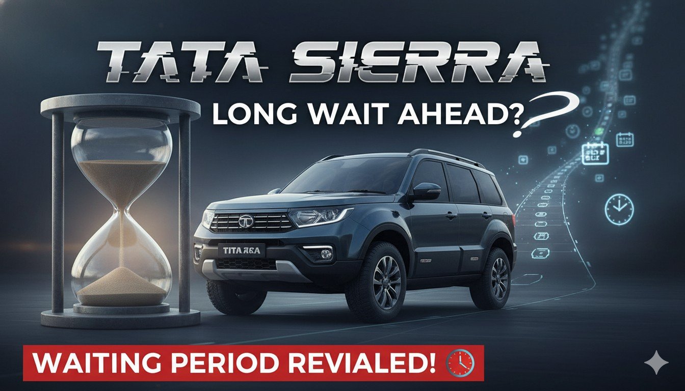 टाटा सिएरा एसयूवी का फ्रंट व्यू, जिसमें मॉडर्न डिजाइन और लोगो दिख रहा है