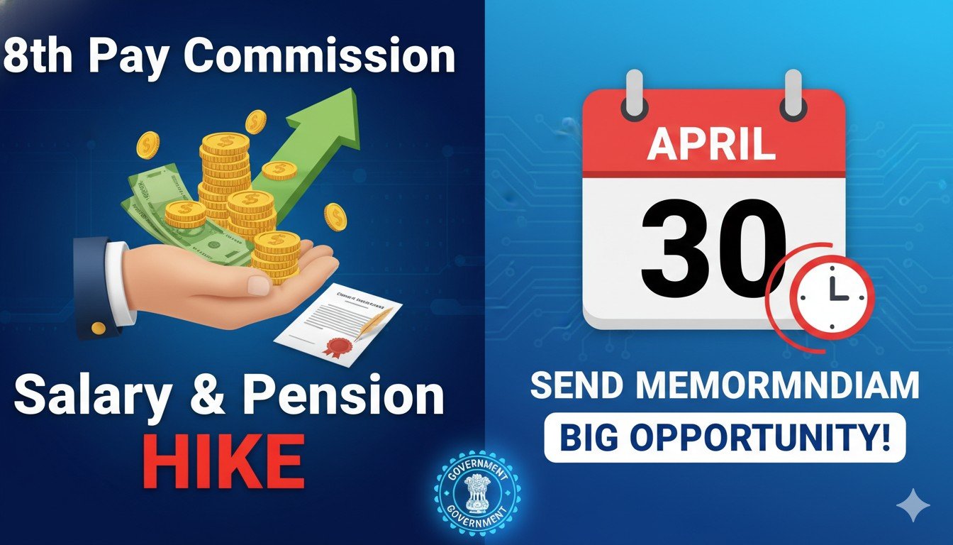 8th Pay Commission memorandum submission deadline 30 April 2026 for salary and pension hike suggestions by central government employees