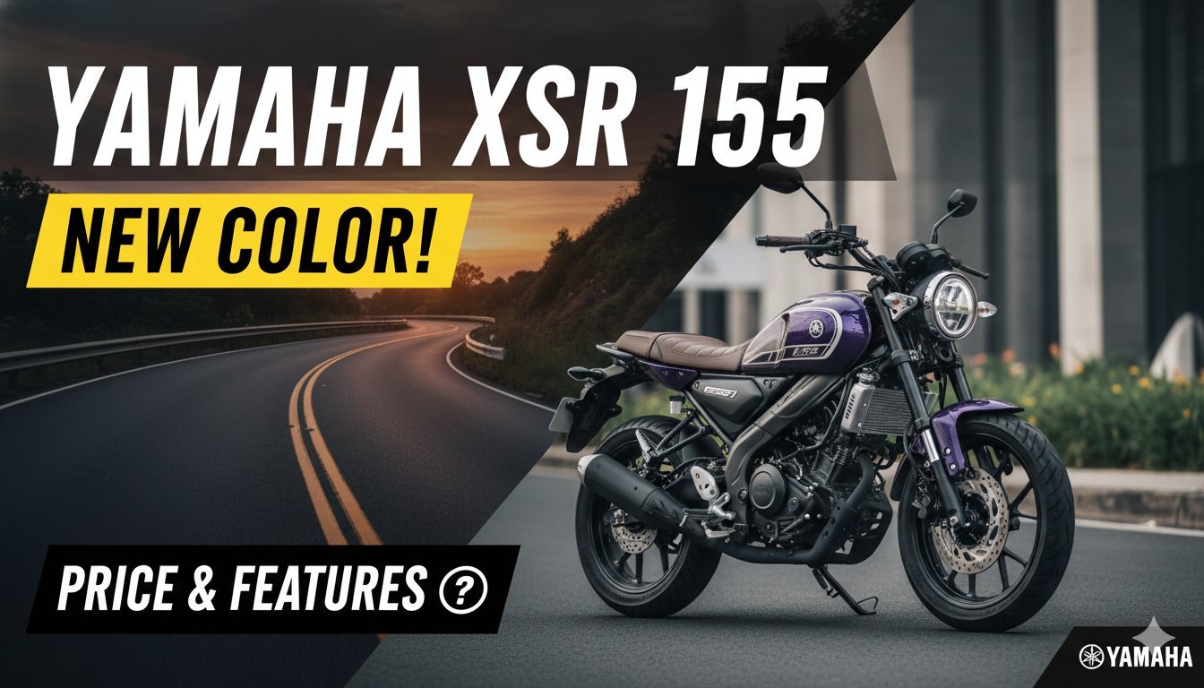 Yamaha XSR 155 in new Metallic Black colour with golden USD forks, side profile view