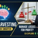 टैक्स हार्वेस्टिंग रणनीति से घाटे को टैक्स बचत में बदलते भारतीय निवेशक का ग्राफिकल इलस्ट्रेशन
