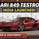फरारी 849 टेस्टारोसा सुपरकार भारत में लॉन्च, रेड कलर में फ्रंट व्यू दिखाता हुआ