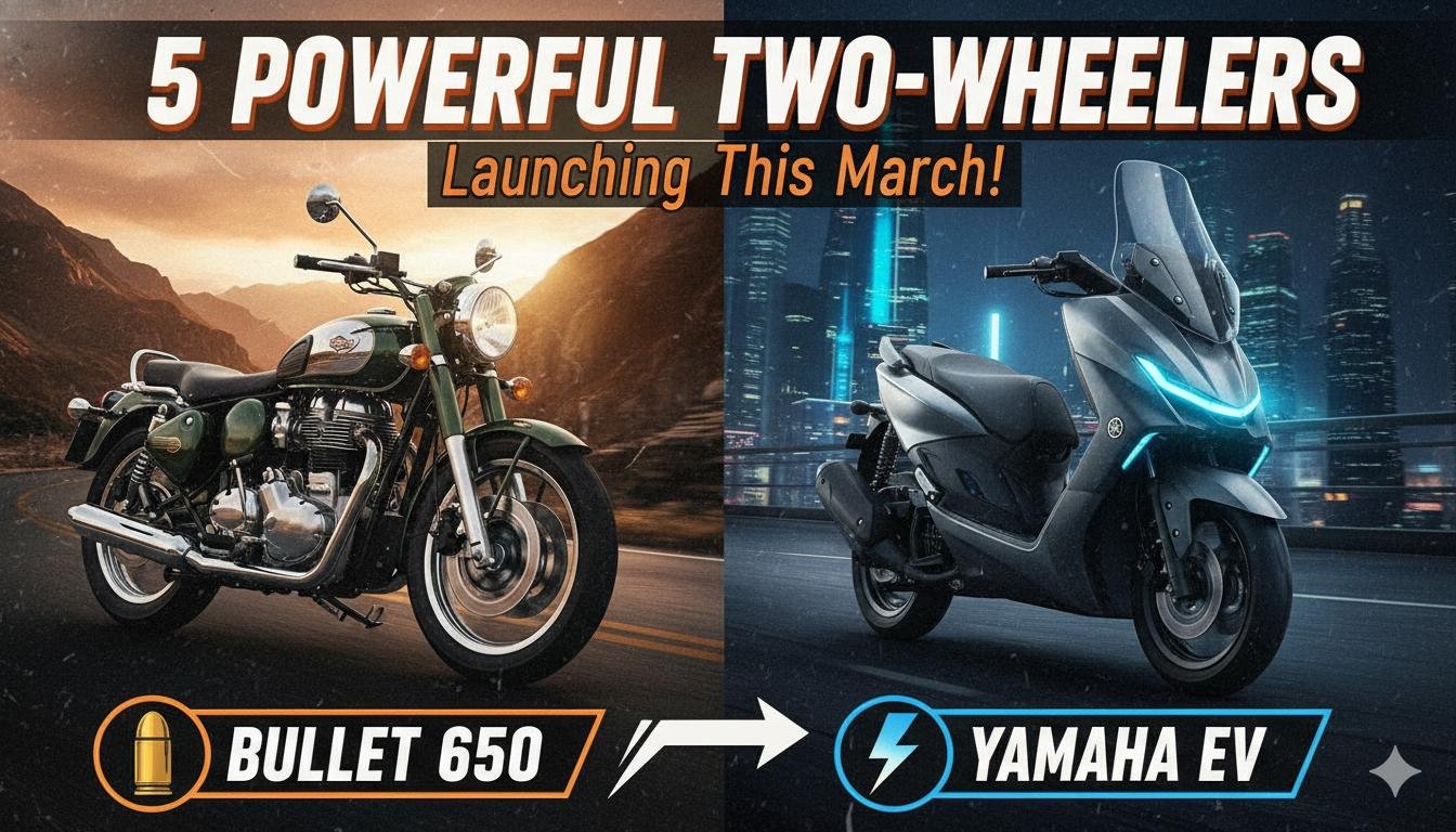 Royal Enfield Bullet 650 और Yamaha Aerox E सहित मार्च 2026 में लॉन्च होने वाली नई बाइक्स और इलेक्ट्रिक स्कूटर्स की इमेज